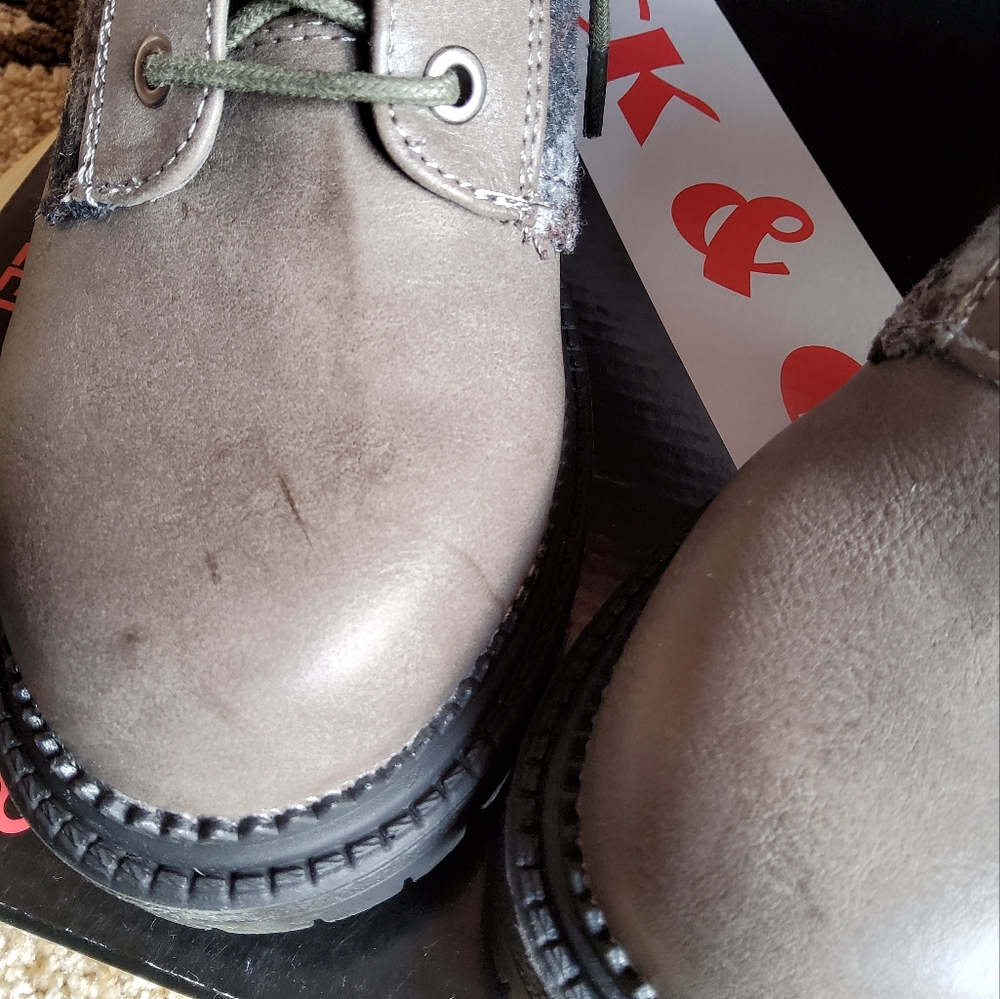 NEW! ROCK & CANDY GREY MAX FAUX LEATHER  COMBAT ANKLE BOOTS SHOES SIZE 6 M - Picture 8 of 11